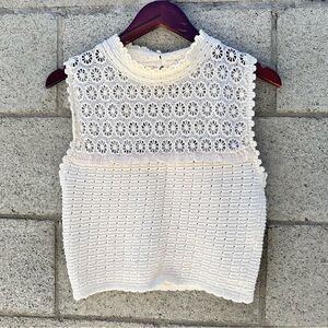 Zara Ivory Lace Knit Cropped Tank Top Size M